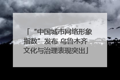 “中国城市网络形象指数”发布 乌鲁木齐文化与治理表现突出