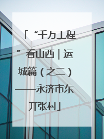 “千万工程”看山西｜运城篇（之二）——永济市东开张村