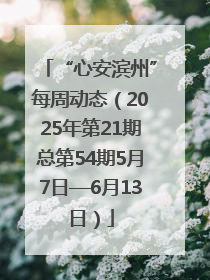 “心安滨州”每周动态（2025年第21期总第54期5月7日—6月13日）