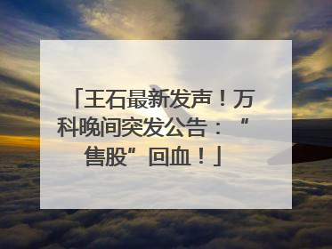 王石最新发声！万科晚间突发公告：“售股”回血！