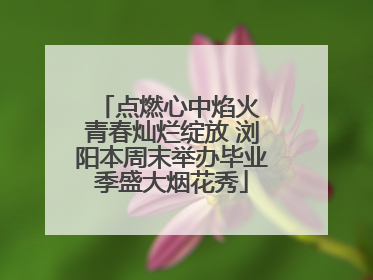 点燃心中焰火 青春灿烂绽放 浏阳本周末举办毕业季盛大烟花秀