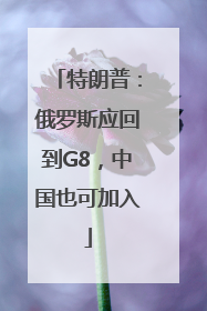 特朗普：俄罗斯应回到G8，中国也可加入
