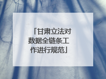 甘肃立法对数据全链条工作进行规范