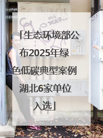 生态环境部公布2025年绿色低碳典型案例 湖北6家单位入选