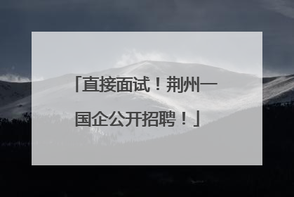 直接面试！荆州一国企公开招聘！