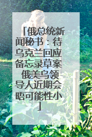 俄总统新闻秘书：待乌克兰回应备忘录草案 俄美乌领导人近期会晤可能性小