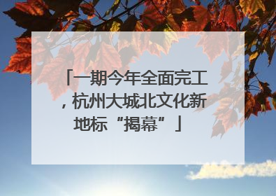 一期今年全面完工，杭州大城北文化新地标“揭幕”
