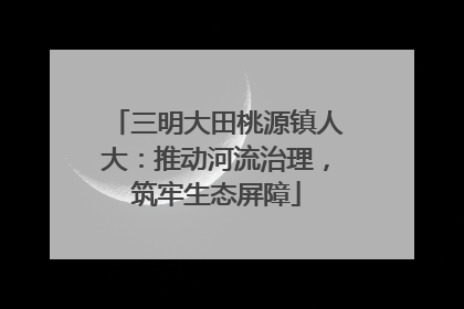 三明大田桃源镇人大：推动河流治理，筑牢生态屏障