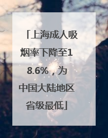 上海成人吸烟率下降至18.6%，为中国大陆地区省级最低