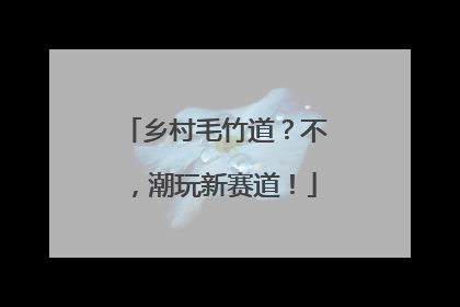 乡村毛竹道？不，潮玩新赛道！