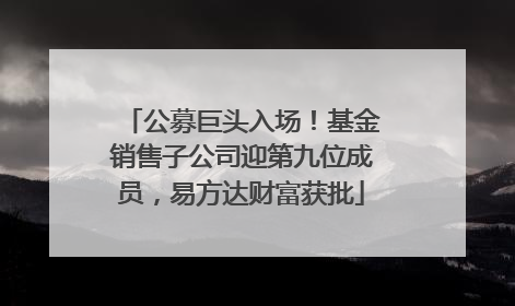公募巨头入场！基金销售子公司迎第九位成员，易方达财富获批