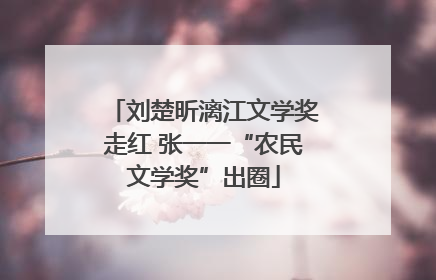 刘楚昕漓江文学奖走红 张一一“农民文学奖”出圈