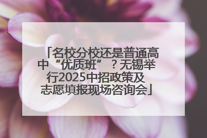 名校分校还是普通高中“优质班”？无锡举行2025中招政策及志愿填报现场咨询会