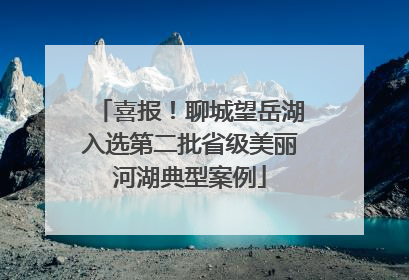喜报！聊城望岳湖入选第二批省级美丽河湖典型案例