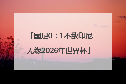国足0：1不敌印尼 无缘2026年世界杯