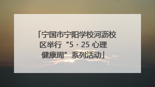 宁国市宁阳学校河沥校区举行“5・25 心理健康周”系列活动