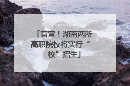 官宣！湖南两所高职院校将实行“一校”招生