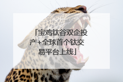 宝鸡钛谷双企投产+全球首个钛交易平台上线