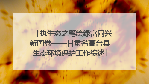 执生态之笔绘绿富同兴新画卷——甘肃省高台县生态环境保护工作综述