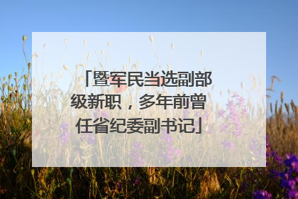 暨军民当选副部级新职，多年前曾任省纪委副书记