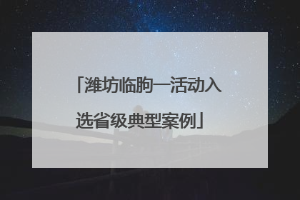 潍坊临朐一活动入选省级典型案例