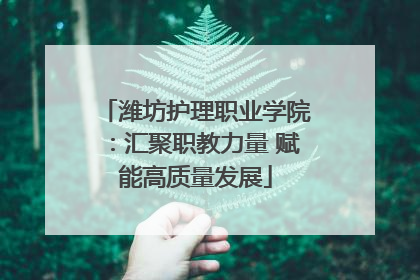 潍坊护理职业学院：汇聚职教力量 赋能高质量发展