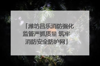 潍坊昌乐消防强化监管严抓质量 筑牢消防安全防护网