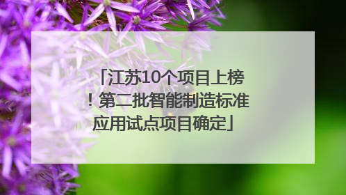 江苏10个项目上榜！第二批智能制造标准应用试点项目确定