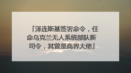 泽连斯基签署命令，任命乌克兰无人系统部队新司令，其曾是商界大佬