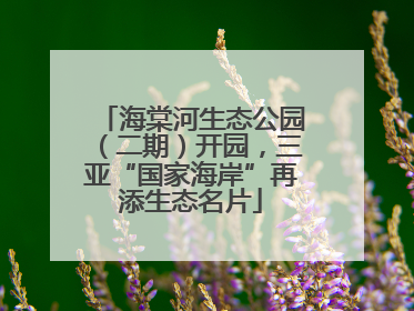 海棠河生态公园（二期）开园，三亚“国家海岸”再添生态名片