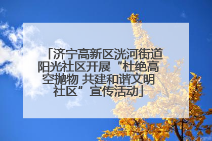 济宁高新区洸河街道阳光社区开展“杜绝高空抛物 共建和谐文明社区”宣传活动