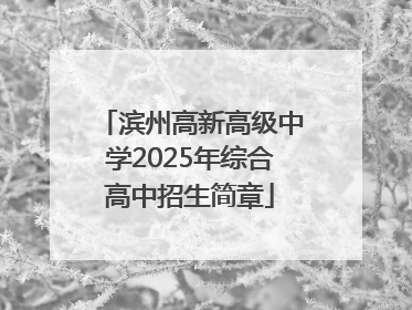 滨州高新高级中学2025年综合高中招生简章