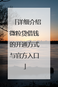 详细介绍微粒贷借钱的开通方式与官方入口