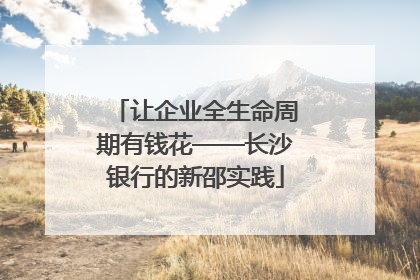 让企业全生命周期有钱花——长沙银行的新邵实践