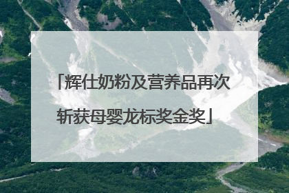 辉仕奶粉及营养品再次斩获母婴龙标奖金奖