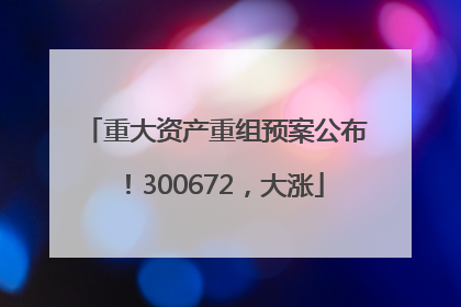 重大资产重组预案公布！300672，大涨