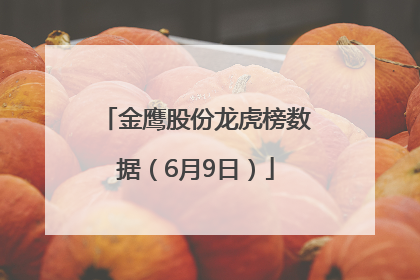 金鹰股份龙虎榜数据（6月9日）