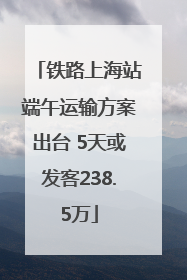 铁路上海站端午运输方案出台 5天或发客238.5万