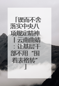 锲而不舍落实中央八项规定精神丨云南曲靖：让基层干部不用“围着表格转”
