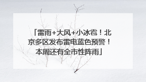 雷雨+大风+小冰雹！北京多区发布雷电蓝色预警！本周还有全市性阵雨