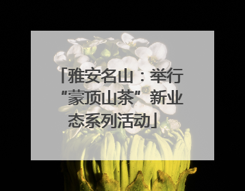 雅安名山：举行“蒙顶山茶”新业态系列活动