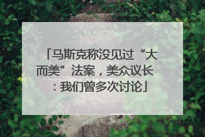 马斯克称没见过“大而美”法案，美众议长：我们曾多次讨论