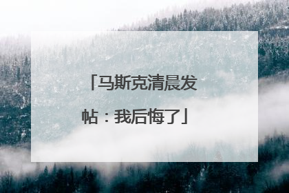 马斯克清晨发帖：我后悔了